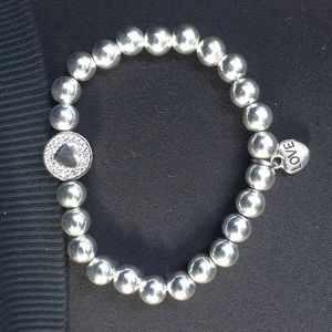 Silver Beads with Heart ❤️ and Love Charm.